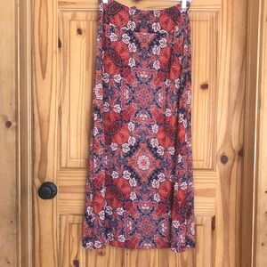 Paisley Indian print Red and Blue Women's Skirt maxi medium